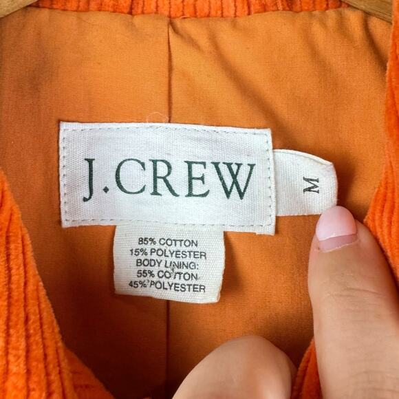 Womens J Crew Orange Corduroy Button Up Closure Collared Jacket with Pockets - Picture 6 of 13